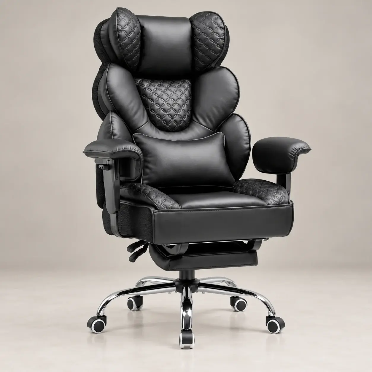 COMHOMA Chaise de Jeu Ergonomique, Chaise de Bureau 180 kg, Support Lombaire et Repose-Pieds Réglables, Design Hybride