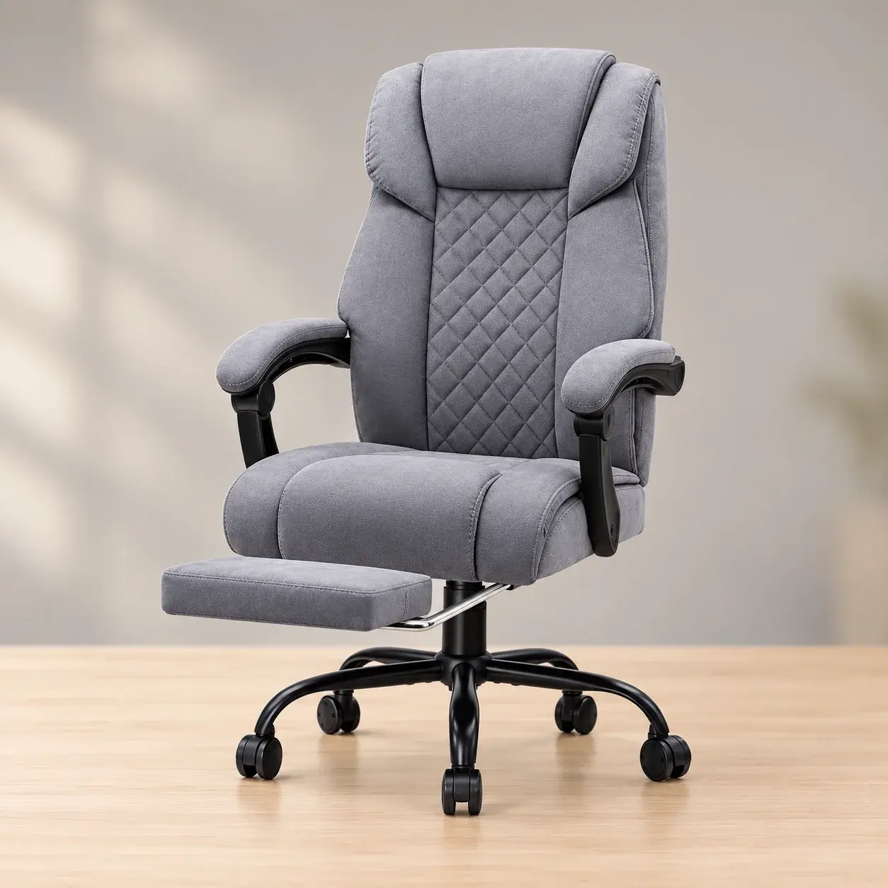 Chaise de Bureau Ergonomique à Massage 7 Points, Capacité 200kg, Inclinable, Chauffage Lombaire et Repose-Pieds