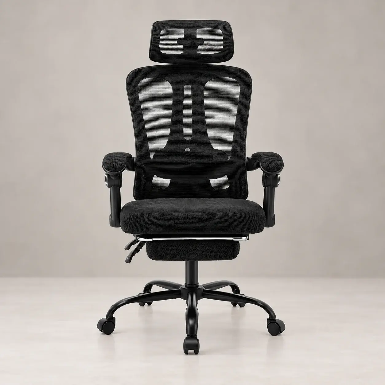 Chaise de Jeu Ergonomique à Dossier Haut en Tissu Maillé, Appui-Tête Réglable, Dossier Inclinable, Pivotante, Repose-Pieds
