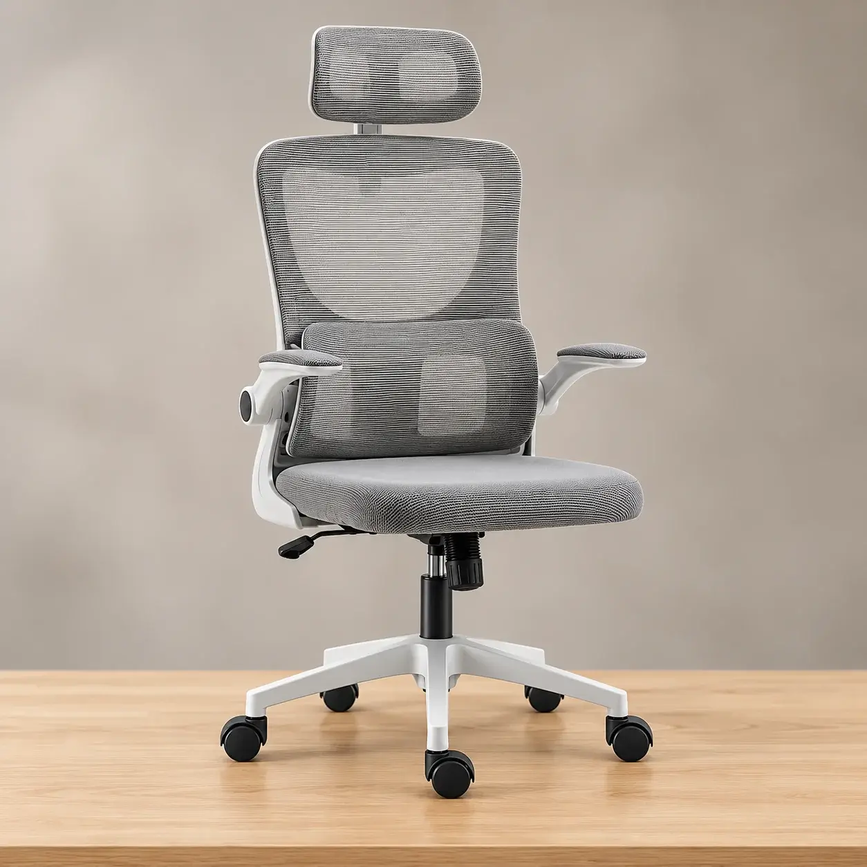 Vinsetto Fauteuil de Bureau, Chaise Ergonomique, Maille Respirante, Accoudoirs Relevables, Pivotant, Appui-Tête Réglable